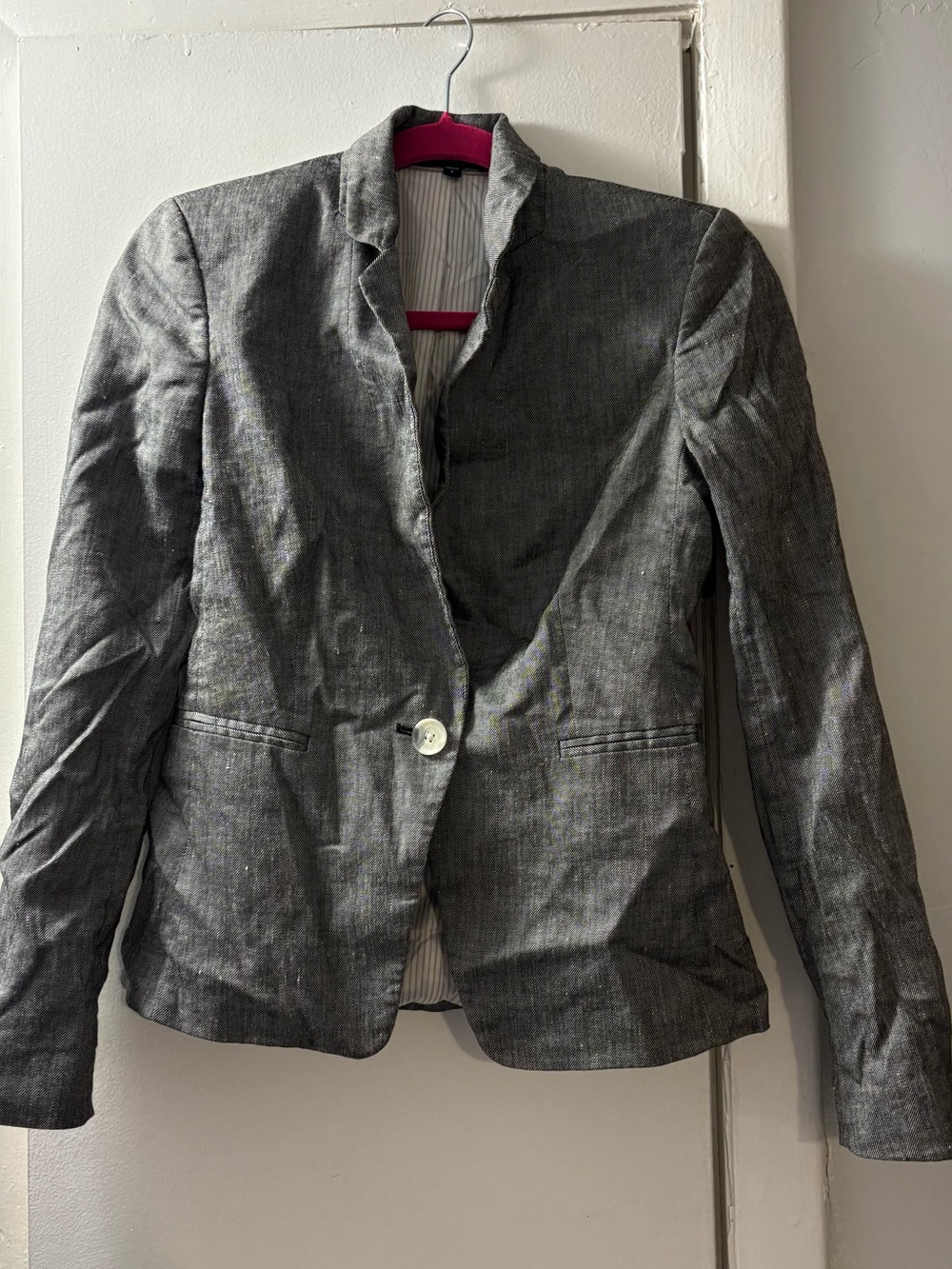 Express Women’s Gray Textured 1 Button Tailored Lined Blazer Jacket-Sz 0